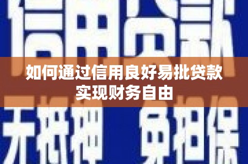 尉犁如何通过信用良好易批贷款实现财务自由