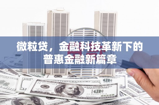 尉犁微粒贷，金融科技革新下的普惠金融新篇章